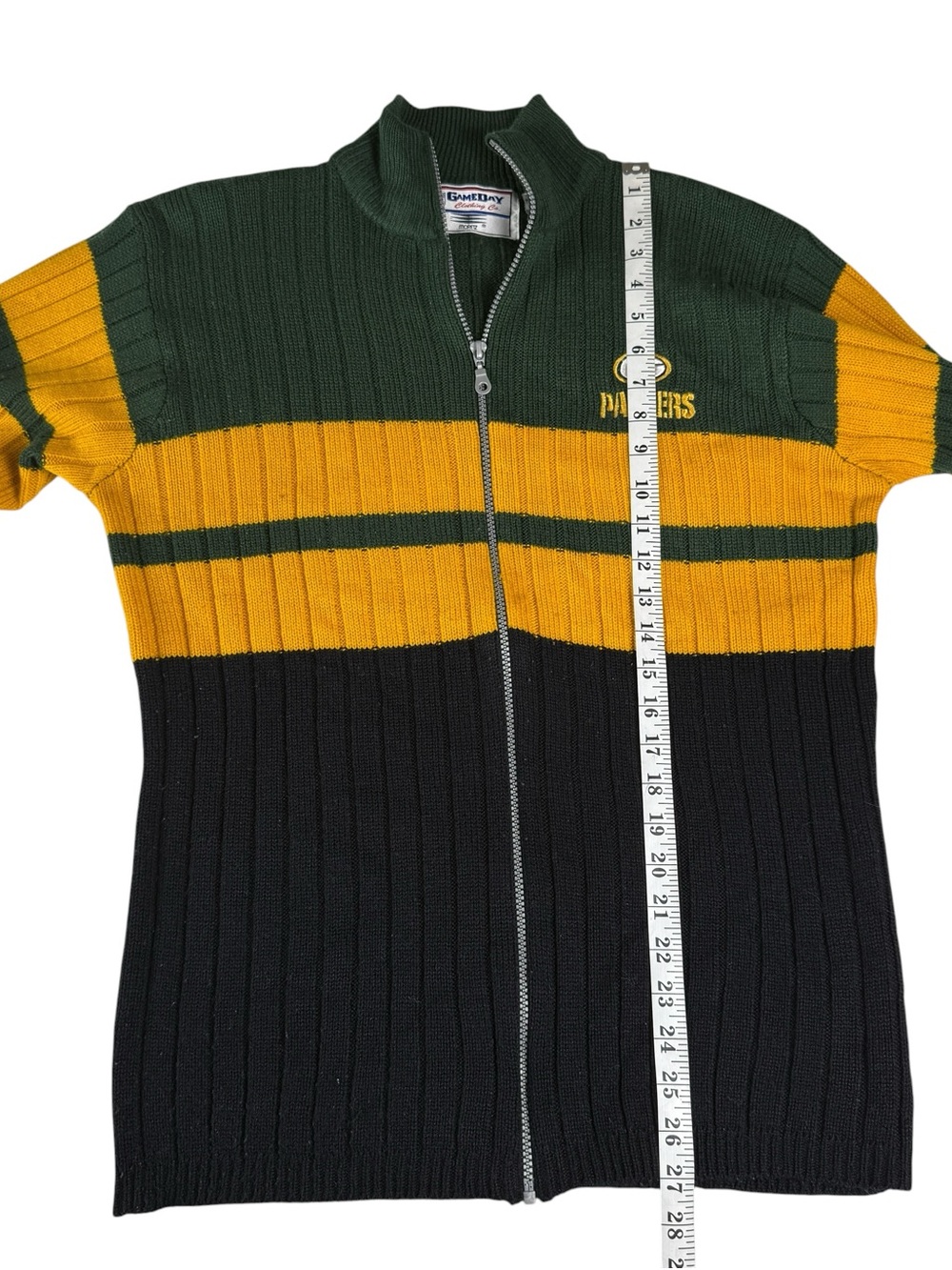 VTG 90s Green Bay Packers Knit Zip Up Cardigan Sweater NFL Full Zip Football EUC - Picture 8 of 9